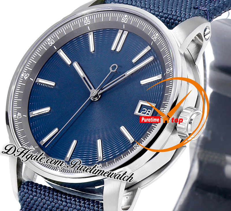 Kod 11.59 15210 A4302 Automatisk herrklocka 3GF 41mm Steel Case Blue Index Texturerat Dial Nylon Leather Strap Super Edition Puretimewatch Reloj Hombre F2