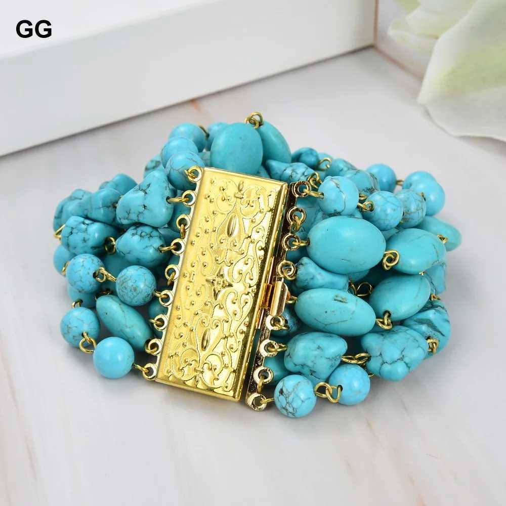 Bracelet GG bijoux naturels 9 fils bleu Turquoise pierres précieuses Bracelet mignon pour les femmes 240319