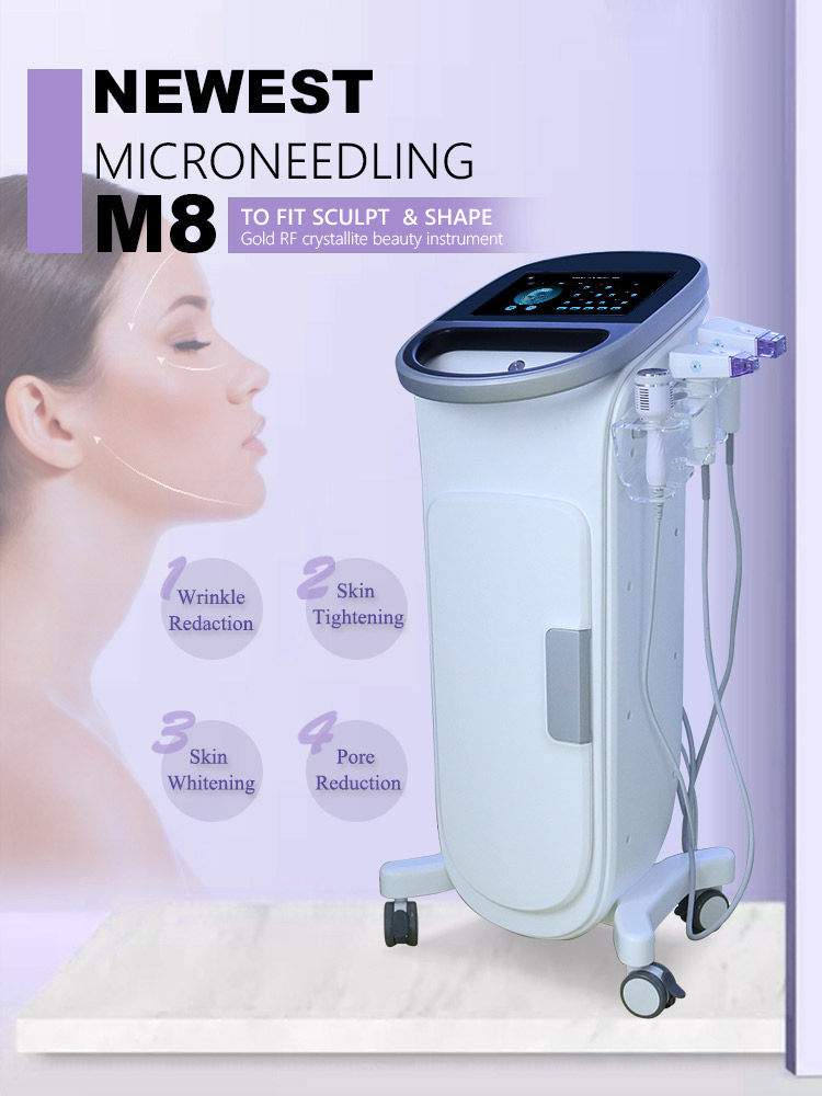 M 8 Fractionele RF-naald Nano-chipapparaat / Microneedle Rf-machine voor gezichtslifting Kristallietdiepte Rf-systeem Te koop