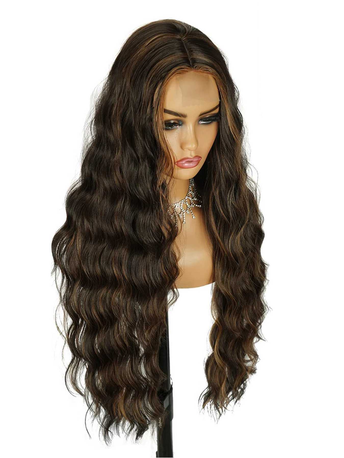 Sentetik peruklar 38 inç uzunluğunda siyah kadınlar için kıvırcık peruk uzun dalgalı peruk esmer peruklar kahverengi dalgalı peruk sentetik ekstra uzun saç perukları günlük parti için 240329