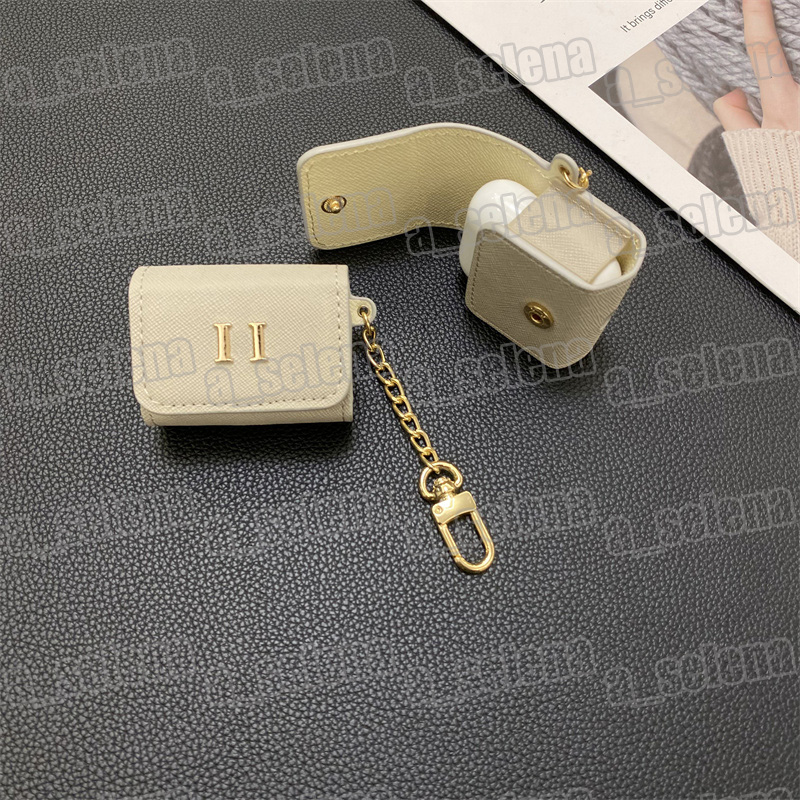 Designers Headphone Accessories Leather Cases For AirPods 1 2 3 Pro New Protective Cover Airpod Shell Earphone protector Case Keychain Chain Strip Bag