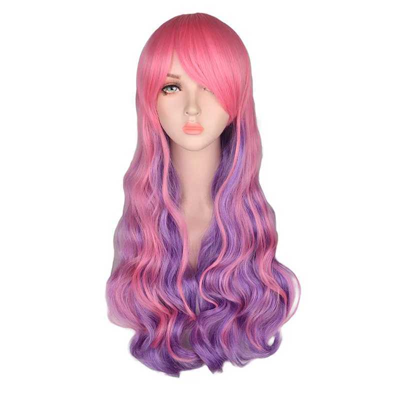 Parrucche sintetiche Parrucche Cosplay Arcobaleno Parrucca sintetica colorata capelli lunghi ricci Parrucche feste da donna Parrucche ad alta temperatura 240328 240327