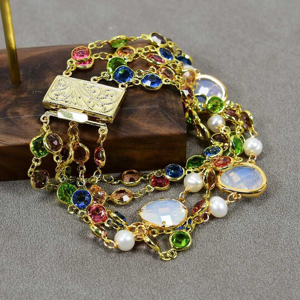 Bangle G-G 5 pasm kulturowych białych perłów Kolor Crystal Chain Bransoletowa bransoletka z koralikami Prezenty biżuterii mody 240319