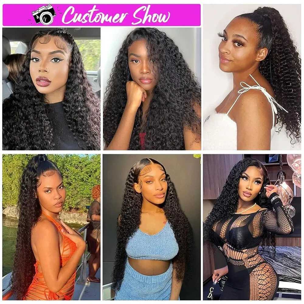 Syntetiska peruker Human Chignons kinky Curly Human Hair Wigs Spets Frontal 13x4 HD Spets Front Wig Pre Plucked 4x4 Spets Closure Wig Remy Human Hair Exterion 240328 240327