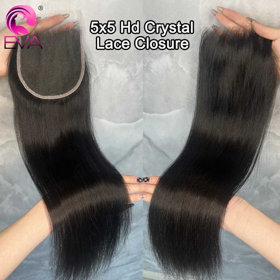 Synthetic Wigs Eva 5x5 Hd Lace Closure Straight 13x4 Lace Frontal Closure Hand Tied Human Hair Closures Free Part Hd Lace Closure Pre Plucked 240329
