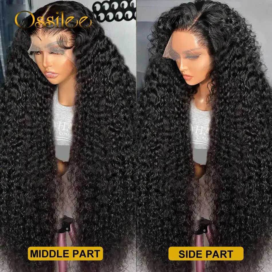 Synthetic Wigs Synthetic Wigs Ossilee 36inch Deep Wave 13x4 Full HD Lace Frontal Wig Human Hair 300% Density Brazilian Lace Frontal Wigs Pre Plucked 240328 240327