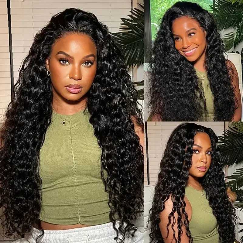 Synthetic Wigs Synthetic Wigs 13x4 Hd Lace Frontal Wig Brazilian Human Hair Wigs 250 D ensity 30 Inch Deep Wave Frontal Wig 240328 240327