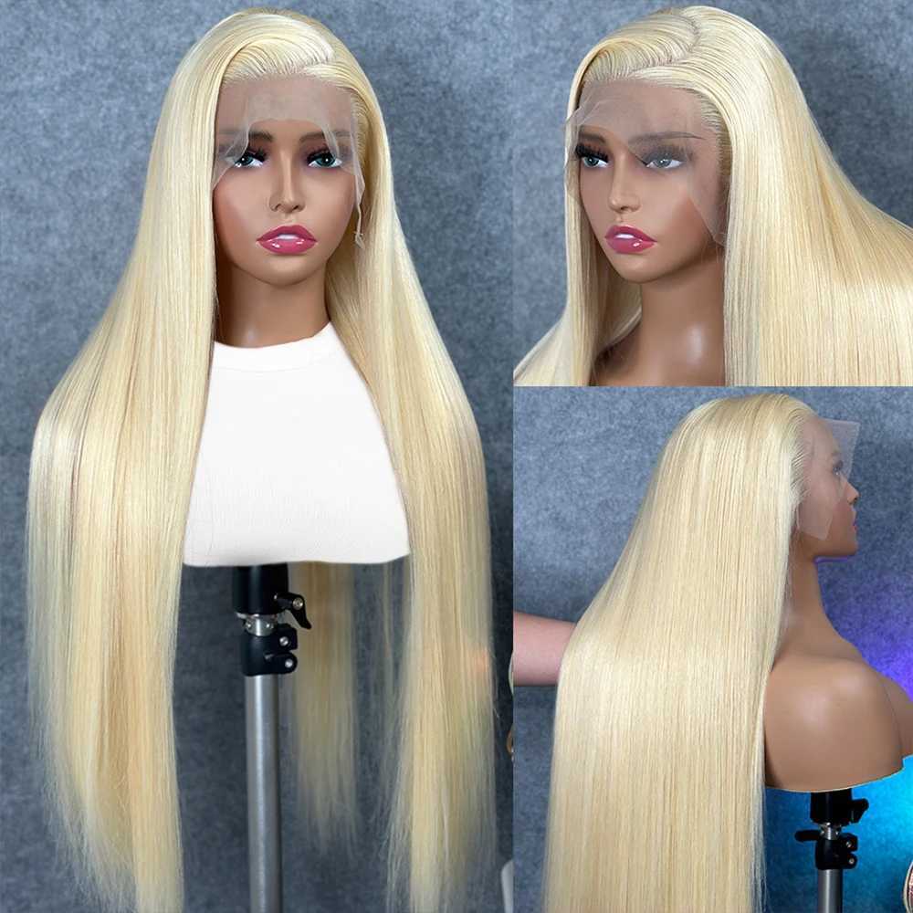 Synthetic Wigs Le mythe 613 Blonde Straight 13x4 HD Transparent Lace Front Wig 28 30 Inch Glueless 13x6 Lace frontal Human Hair Wigs Remy Women 240329