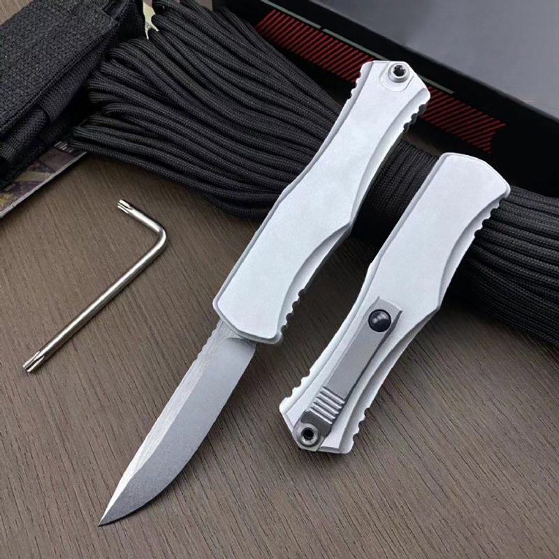 Specialerbjudande H6001 High End Auto Tactical Knife D2 Stone Wash Blade CNC Aviation Aluminium Handle Outdoor Camping Handing EDC Pocket Knives With Retail Box