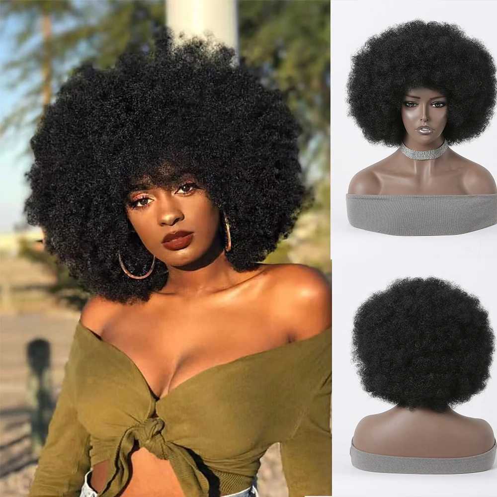 Parrucche sintetiche Parrucche Cosplay Afro Kinky Curly Bomb Parrucche sintetiche Parrucche nere completamente soffici e ricci profondi Capelli in fibra resistente al calore donne afro Brizilian Daily 240329