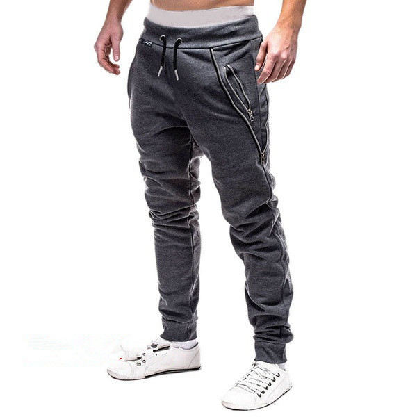 Designer Work Pants Casual Men Jogger Pants Side Zipper Relaxed Joggers Drawstring Sweatpants Men New Fashion Harem Pants Long Gym Sports Pants Men Trousers M-3XL