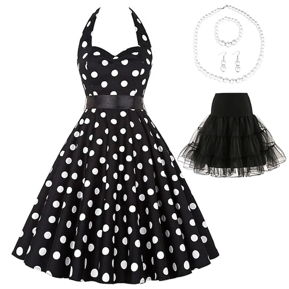 Retro 1950s Skirt A-Line Dress Tutu Flare Dress Audrey Hepburn Women's Evening Party Dress