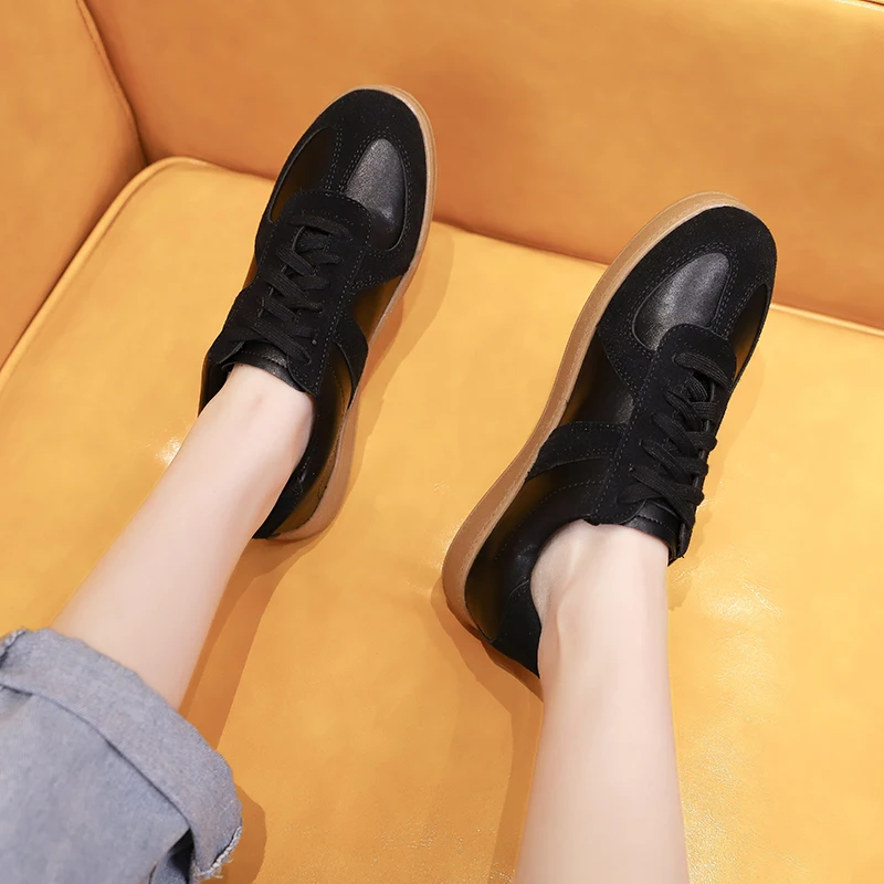 Stövlar yomior ny mode laceup vår sommar andas vintage kvinnor skor avslappnade tyska lägenheter kvinnliga loafers tränare sneakers