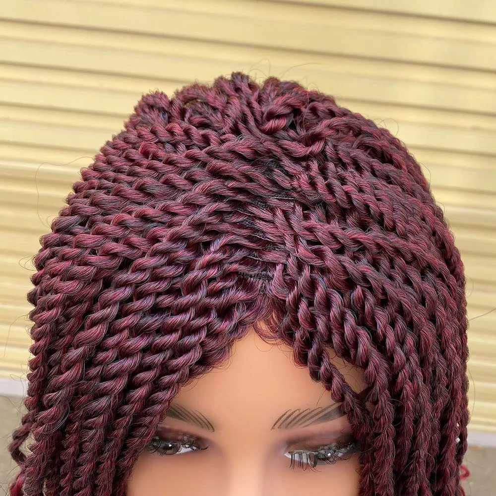 Synthetic Wigs Box Braided Wigs For Black Women Crochet Hair 2 Twist Ombre Bug African Synthetic Short Bob Braiding Hair Wig Hair 240328 240327