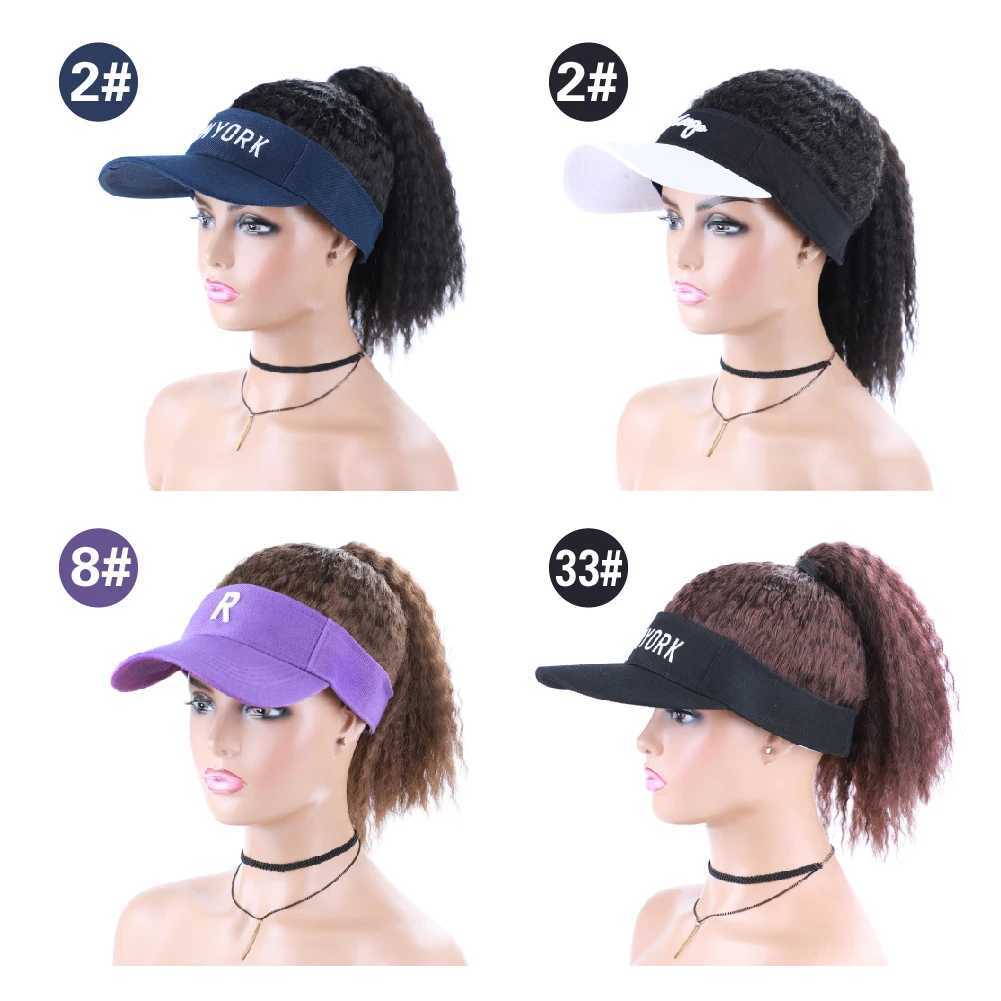 Synthetic Wigs Blice Synthetic Curly Hair Ponytail Wig Kinky Straight Travel Beach Baseball Cap All-in-one Easy to Wear Hat Wig 240329