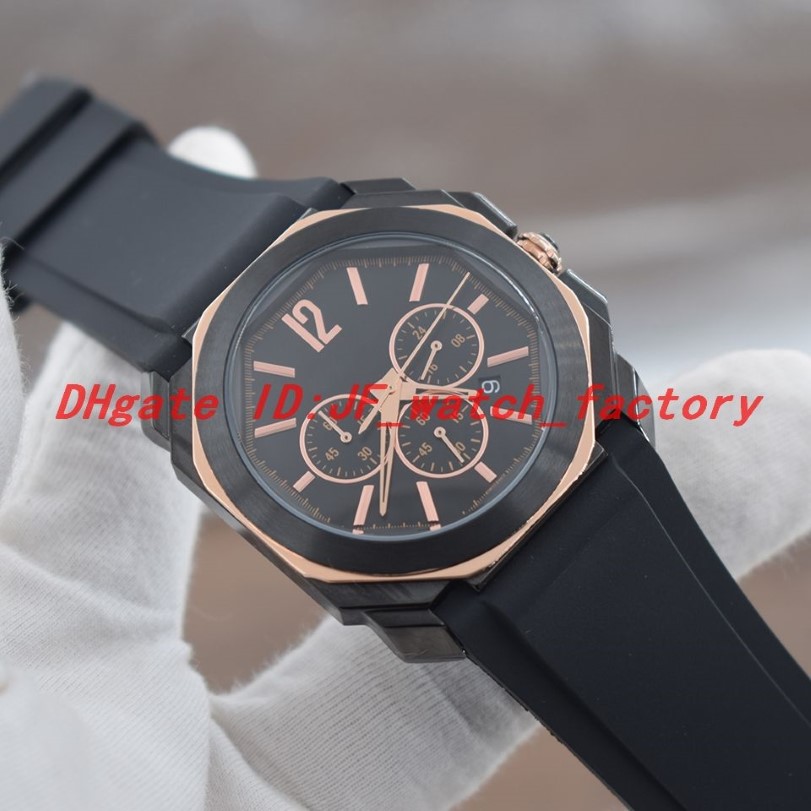 NOUVEAU Haute Qualité Octo Gent Montres Bracelet En Caoutchouc Boucle Ardillon Boîtier Noir Or Rose Octogone OS Japon Mouvement À Quartz Chronomètre 103075 293f