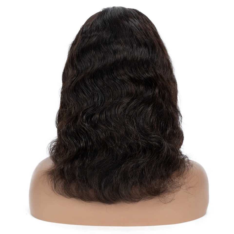 Parrucche sintetiche Parrucche corte eleganti capelli umani le donne 14 in onda naturale del corpo Parrucche brasiliane di Remy 13X6X1 Parrucche anteriori in pizzo sul lato destro 240328 240327