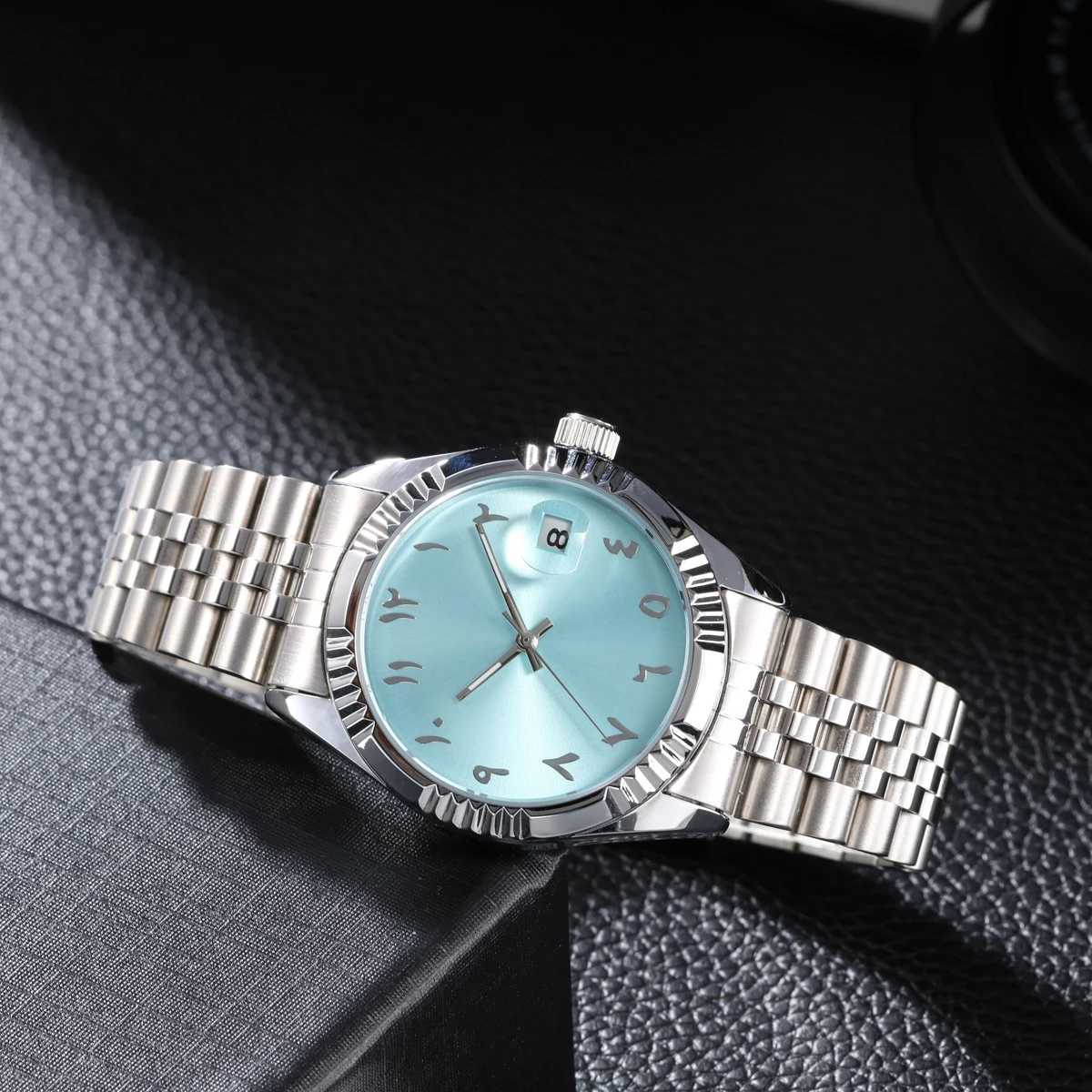 Orologi da polso Orologio meccanico con numeri arabi Cinturino orologio impermeabile in acciaio inossidabile blu baby 240319