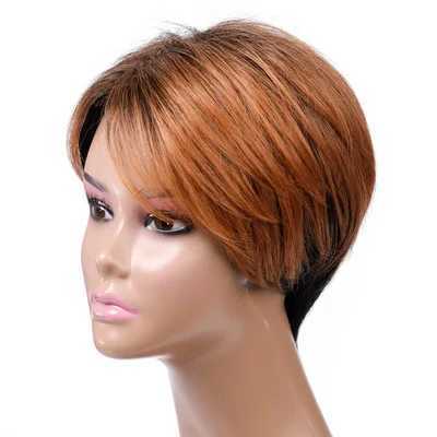 Synthetic Wigs Short Wavy Synthetic Wigs Ombre Brown Black Straight Wig Party and Daily Use Hair for Women Heat Resistant 240329