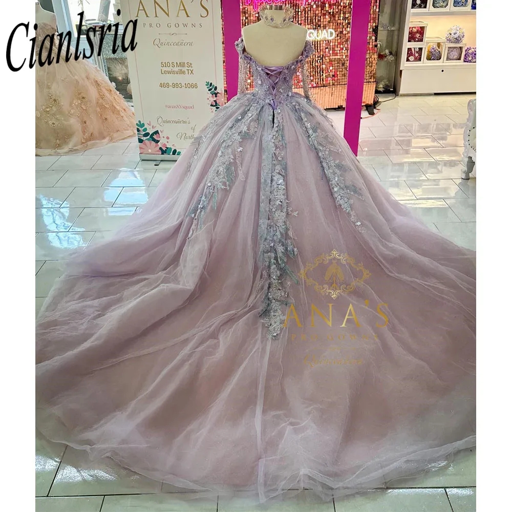 Robe Quinceanera violette scintillante, robe de bal, douce 16, perles, paillettes, glands appliqués, robe de fête d'anniversaire, 15e, 2024