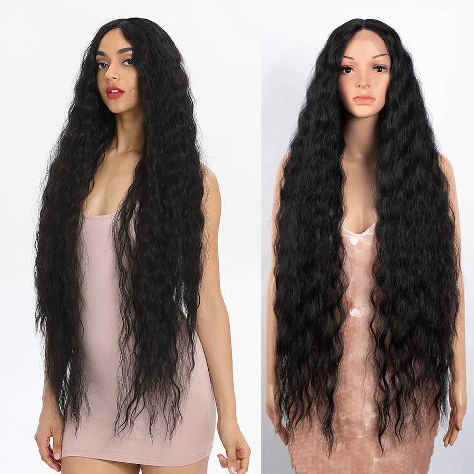 Synthetic Wigs Synthetic Lace Front Wigs For Black Women 40 Inch Long Curly Lace Wigs Ombre Blonde Highlight White Cosplay Wig 240329