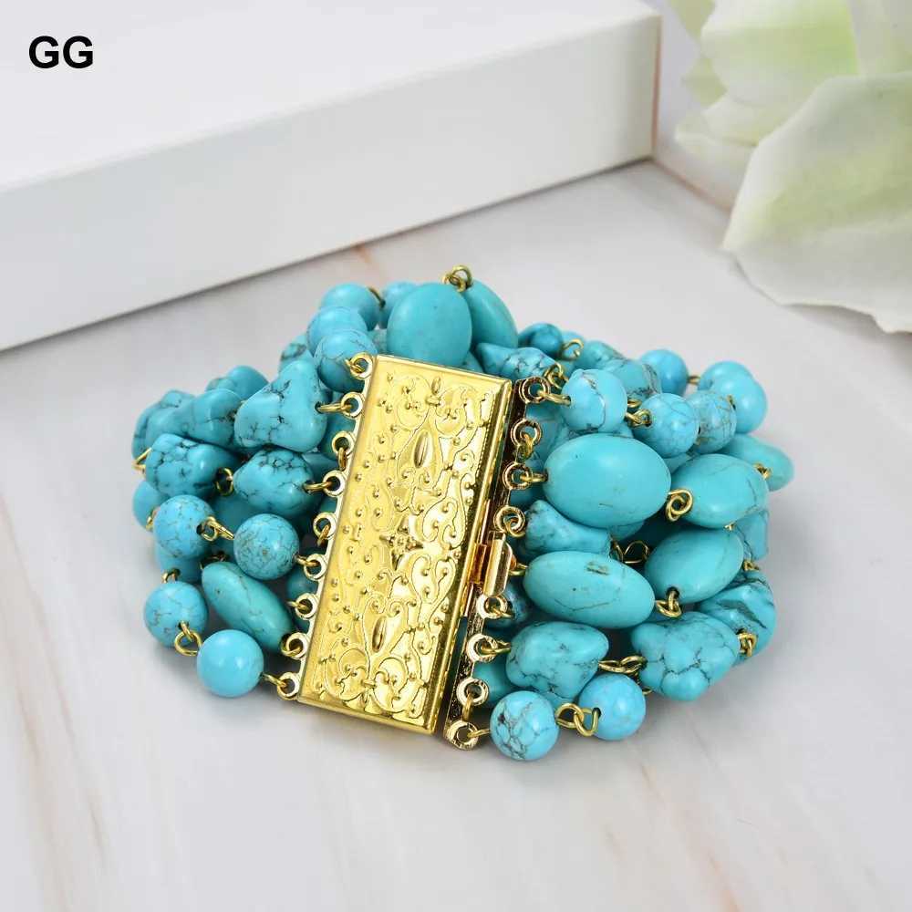 Bracelet GG bijoux naturels 9 fils bleu Turquoise pierres précieuses Bracelet mignon pour les femmes 240319