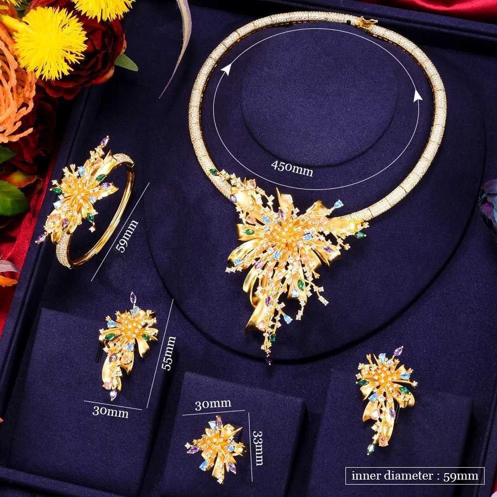 Bangle Missvikki original luxo dubai fogos de artifício 4 peças colar pulseira brincos anel conjuntos de jóias CZ para mulher noivado de casamento 240319