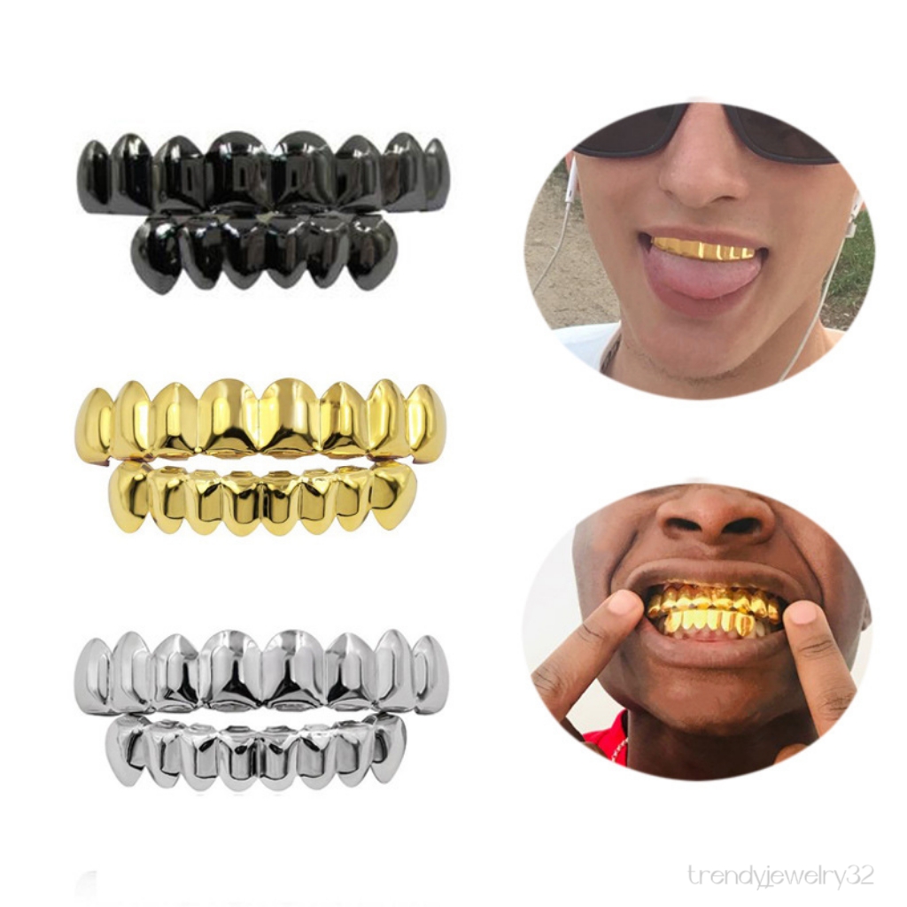 Plisowane zęby Hip Hop złota szelki