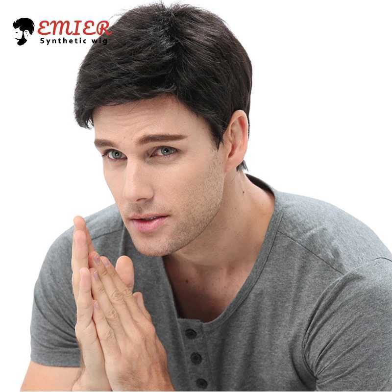 Synthetic Wigs Lace Wigs Short Mens Wigs With Oblique Bangs Daily Natural Color Fluffy Synthetic Hair Wig For Man Fashion Breathable Machine Made Wig 240328 240327