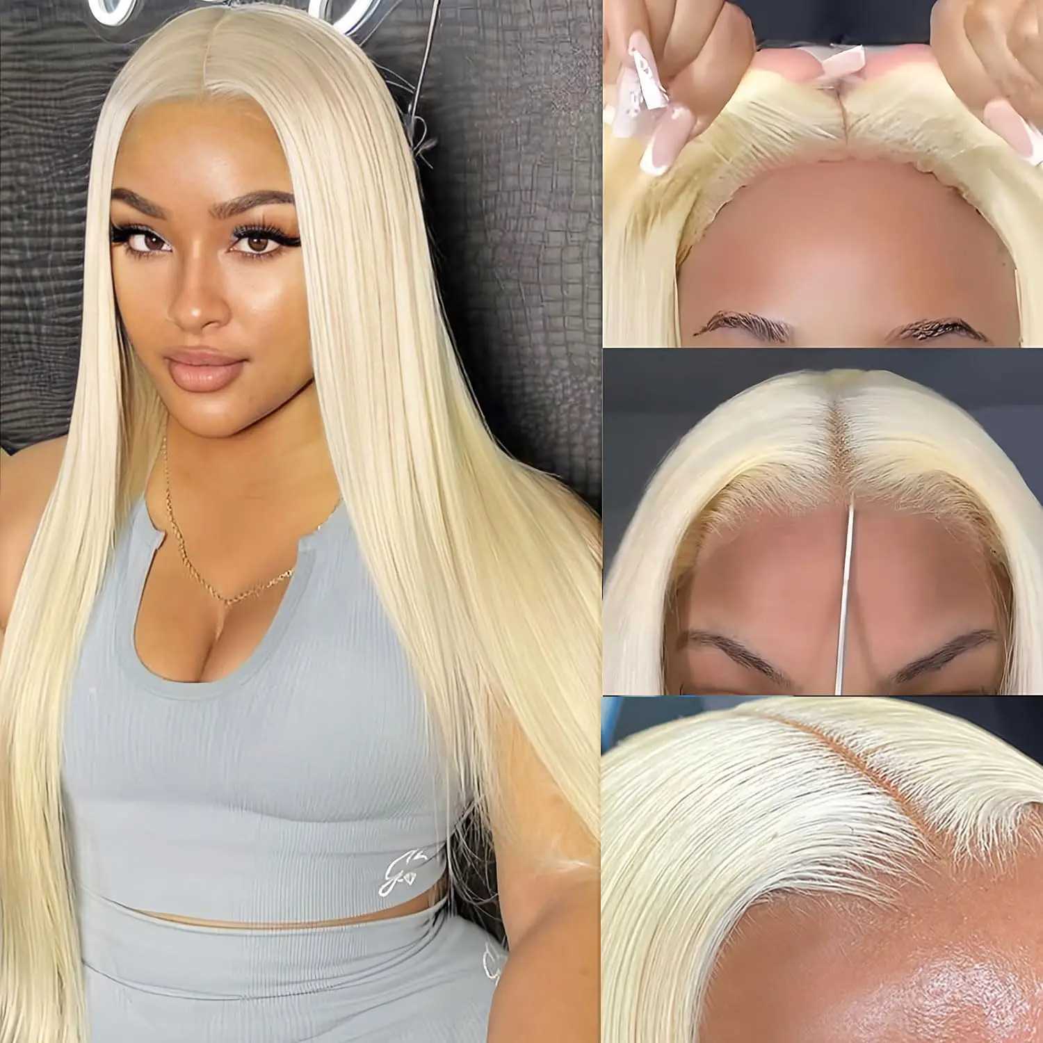 Synthetic Wigs Le mythe 613 Blonde Straight 13x4 HD Transparent Lace Front Wig 28 30 Inch Glueless 13x6 Lace frontal Human Hair Wigs Remy Women 240329