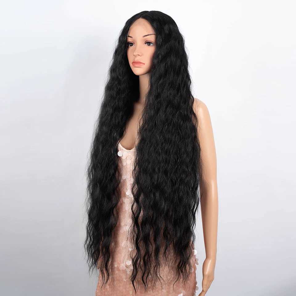 Synthetic Wigs Synthetic Lace Front Wigs For Black Women 40 Inch Long Curly Lace Wigs Ombre Blonde Highlight White Cosplay Wig 240329