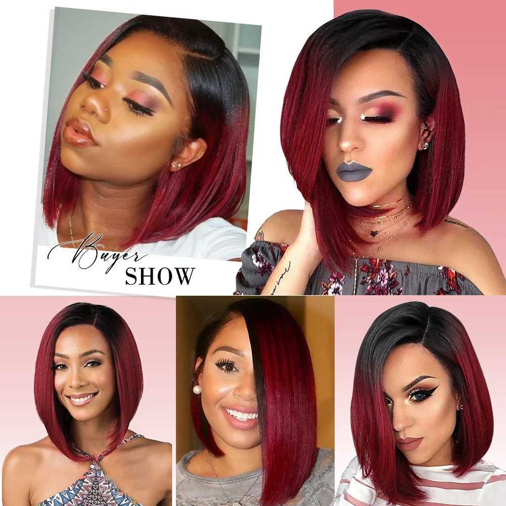 Synthetic Wigs Short Wigs Straight Bob Wigs For Women Synthetic Hair Black Wig Red Blue Glueless Wig Heat Resistant Fiber Cosplay Wig Daily Use 240329