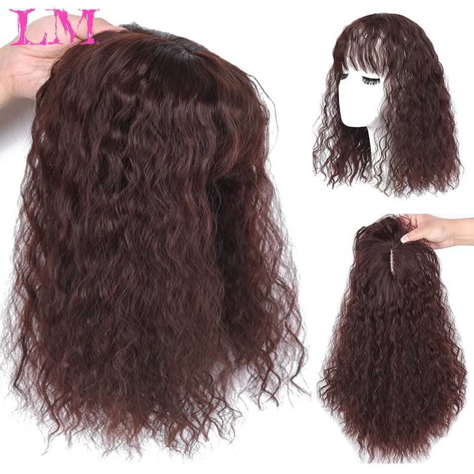 Perucas sintéticas Bangs LM Sintético Longo Água Ondulado Encaracolado Meia Cabeça Peruca Mulheres Hairpieces Cabeça Invisível Top Peruca Bloco Aumentar o Volume do Cabelo 240328 240327