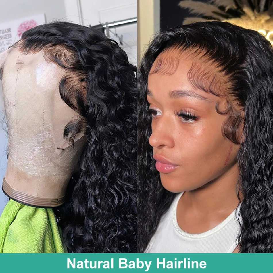 Synthetic Wigs Glueless 100% Human Wigs Water Wave Ready To Wear Short Bob HD Transparent Lace Frontal Brazilian Wig Kinky Curly For Woman Sale 240328 240327