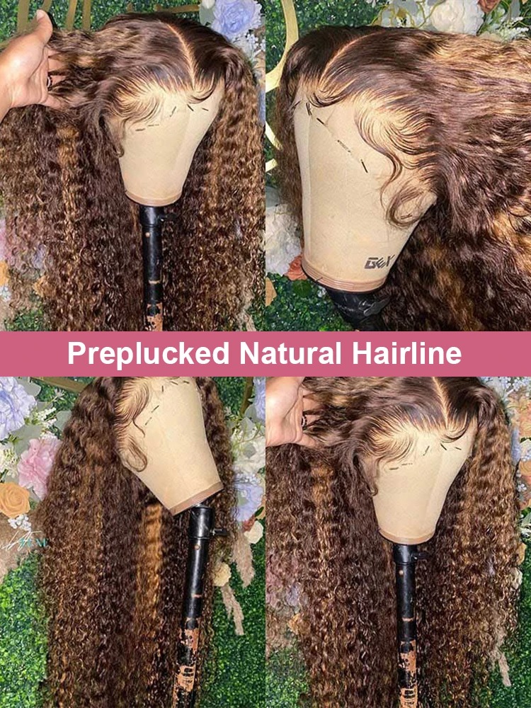 Highlight 13x6 Lace Front Wig Bleached Knots 13x4 Glueless Wig Human Hair baby hair Pre Cut Ombre Deep Wave Frontal Wig