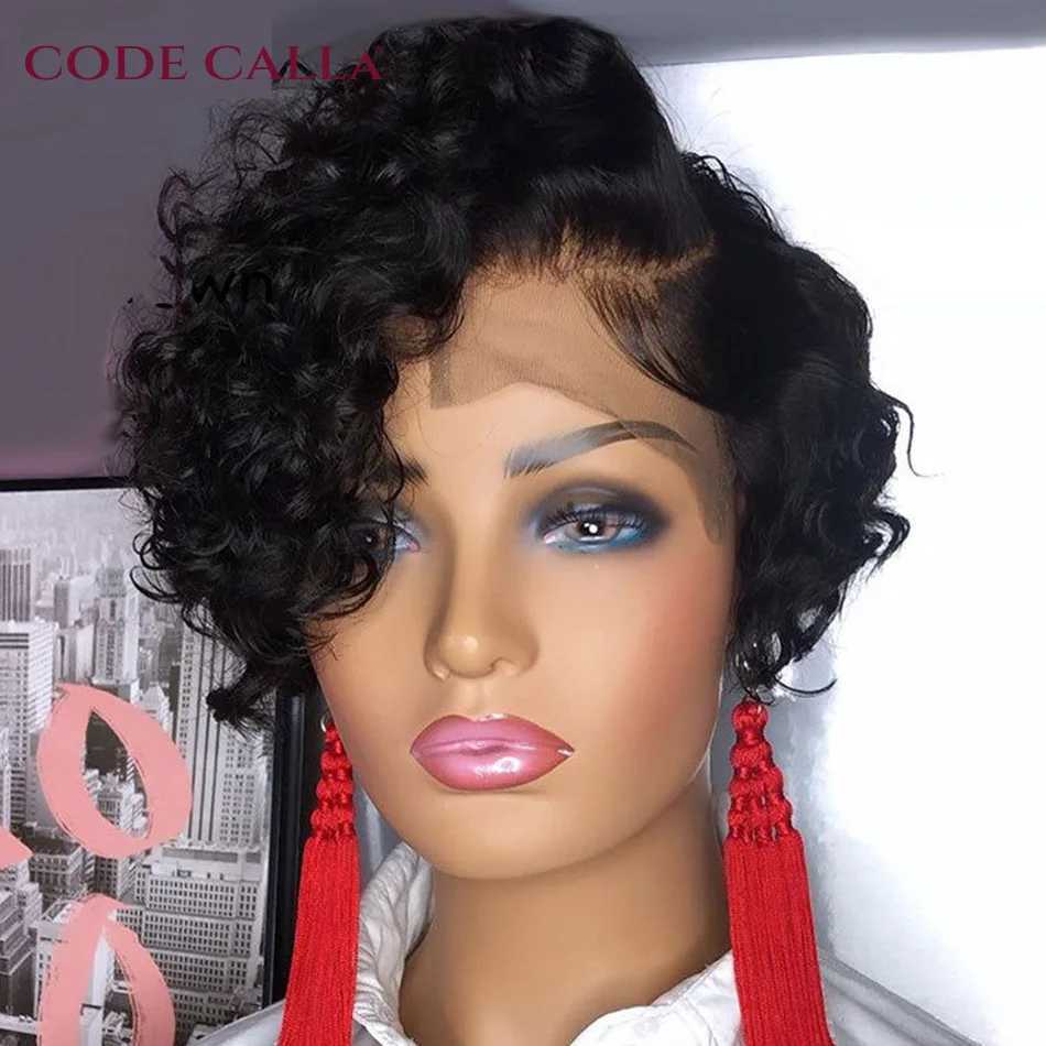 Synthetic Wigs Human Chignons Human Hair Wigs Curly Wave Side Part Wig Short Bob Pixie Cut Brazilian Remy Human Hair Deep Curly 13*1 Lace Front Wigs for Women 240327