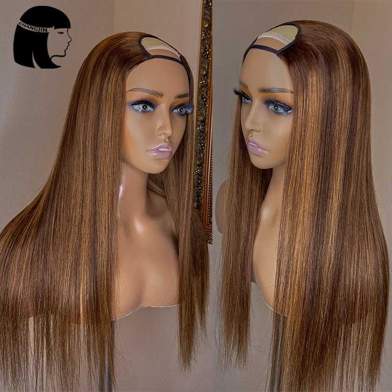 Parrucche sintetiche Parrucche diritte con parte a U Parrucche con parte a U Ombre Parrucche di capelli umani colorati biondi le donne Parrucche con parte a U completamente realizzate a macchina Remy brasiliana 240329