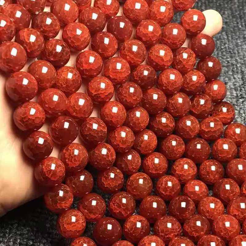 Bangle Natural red bracelet from any men women Fine Jewelry original red cracked dragon scale agate beads elastic bracelets with beads bracelets 240319