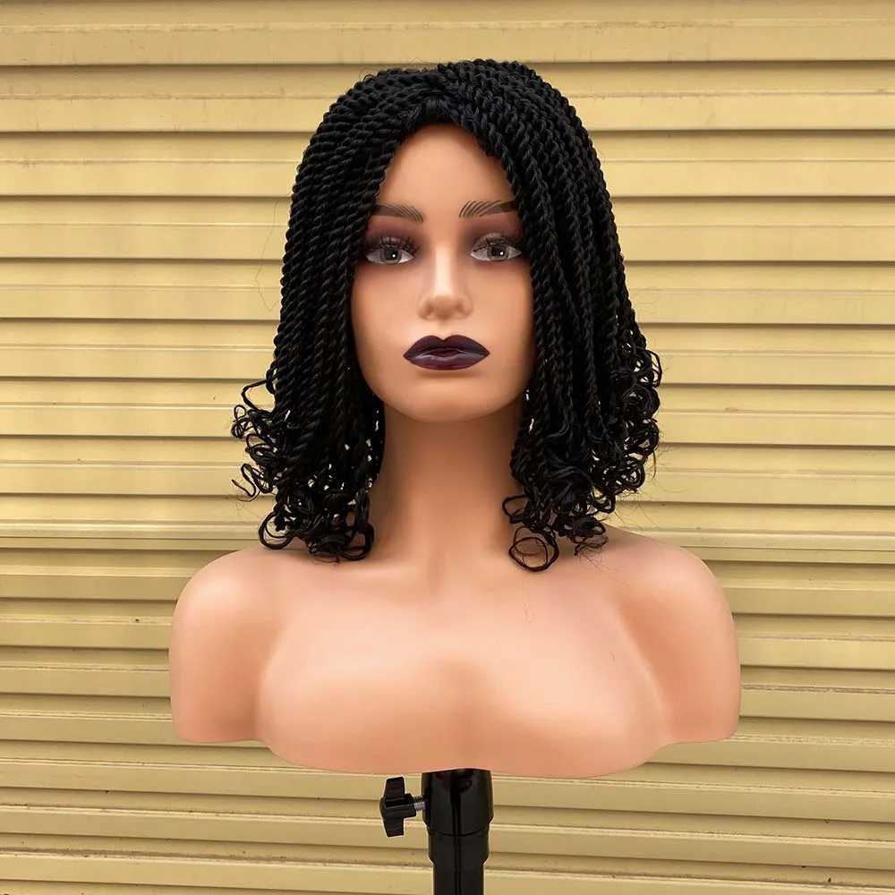 Synthetische pruiken Korte bob Box Gevlochten pruiken voor zwarte vrouwen Hittebestendig Gehaakte Kinky Twist Gevlochten pruik Afrikaanse synthetische vlechthaarpruik 240328 240327