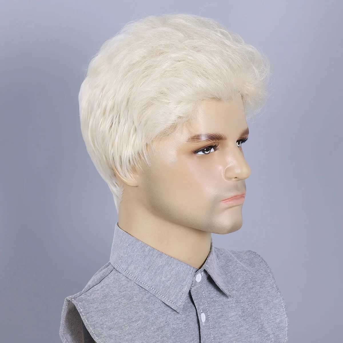 Perruques synthétiques Perruques en dentelle Ken perruque hommes perruques blondes naturel moelleux couches cheveux synthétiques quotidien Halloween perruque pour hommes mâle 240328 240327