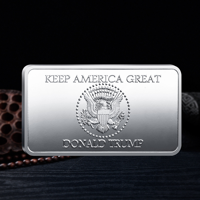 Trump 2024 Square Coin Commémorative Artisanat The Tour Save America Again Metal Badge 50 * 28 * 3mm