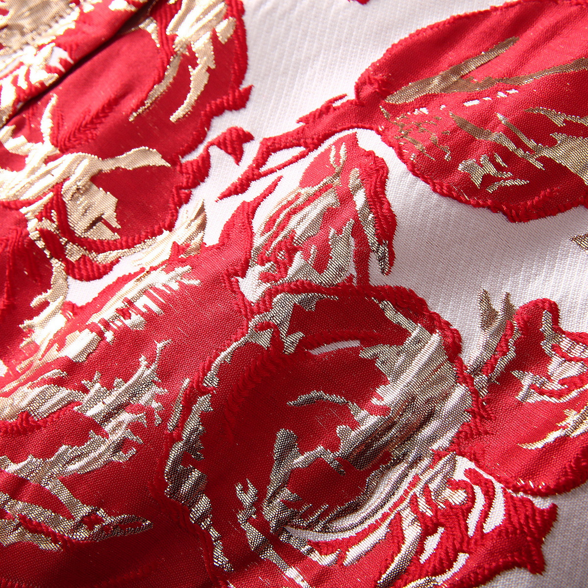 Printemps rouge floral jacquard robe perlée sans manches couches de cou rond se paillettes courtes robes décontractées s4m150315
