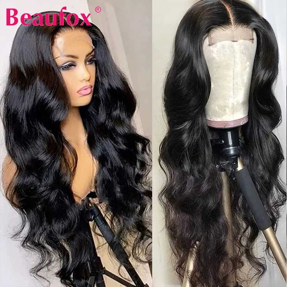 Synthetic Wigs Synthetic Wigs Beaufox Lace Front Human Hair Wigs For Women Brazilian Body Wave Lace Frontal Wigs Glueless Human Hair Wigs 4x4 Lace Closure Wig 240327