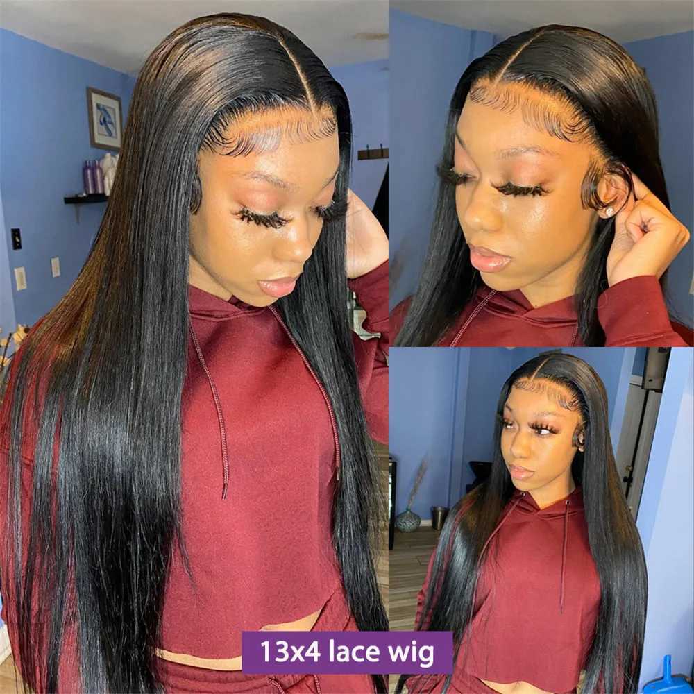 Synthetic Wigs HD Lace Front Human Hair Wigs Straight 13x4 13x6 Transparent Lace Frontal Human Hair Wigs Pre Plucked 360 HD Lace Wigs For Women 240328 240327