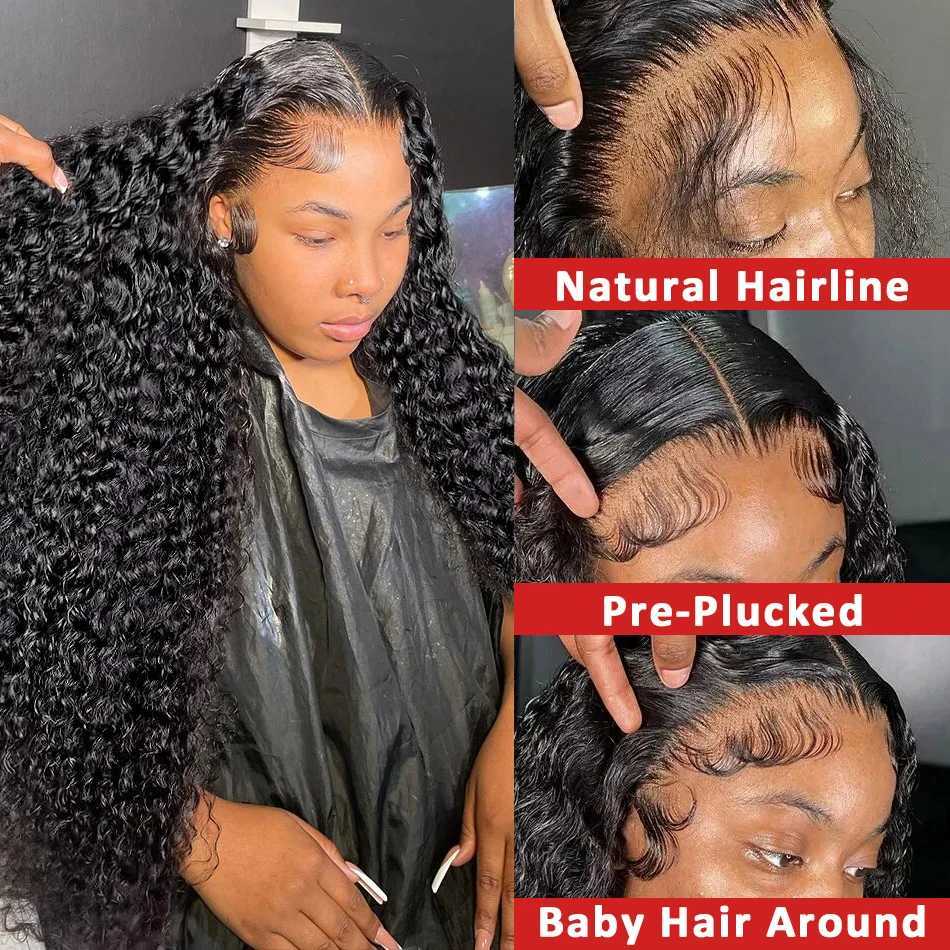 Synthetic Wigs Tewjig 30 40 Inch 250 Density Loose Deep Wave 13x6 HD Transprent Lace Frontal Wig Human Hair Curly 5x5 Gluless Closure Wig Women 240328 240327
