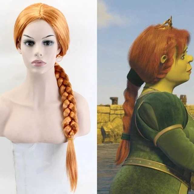 Synthetic Wigs Anime Wigs Fiona Princess Cosplay Wig Orange Synthetic Long Hair For Women Halloween Heat Resistant Synthetic Wig 240328 240327