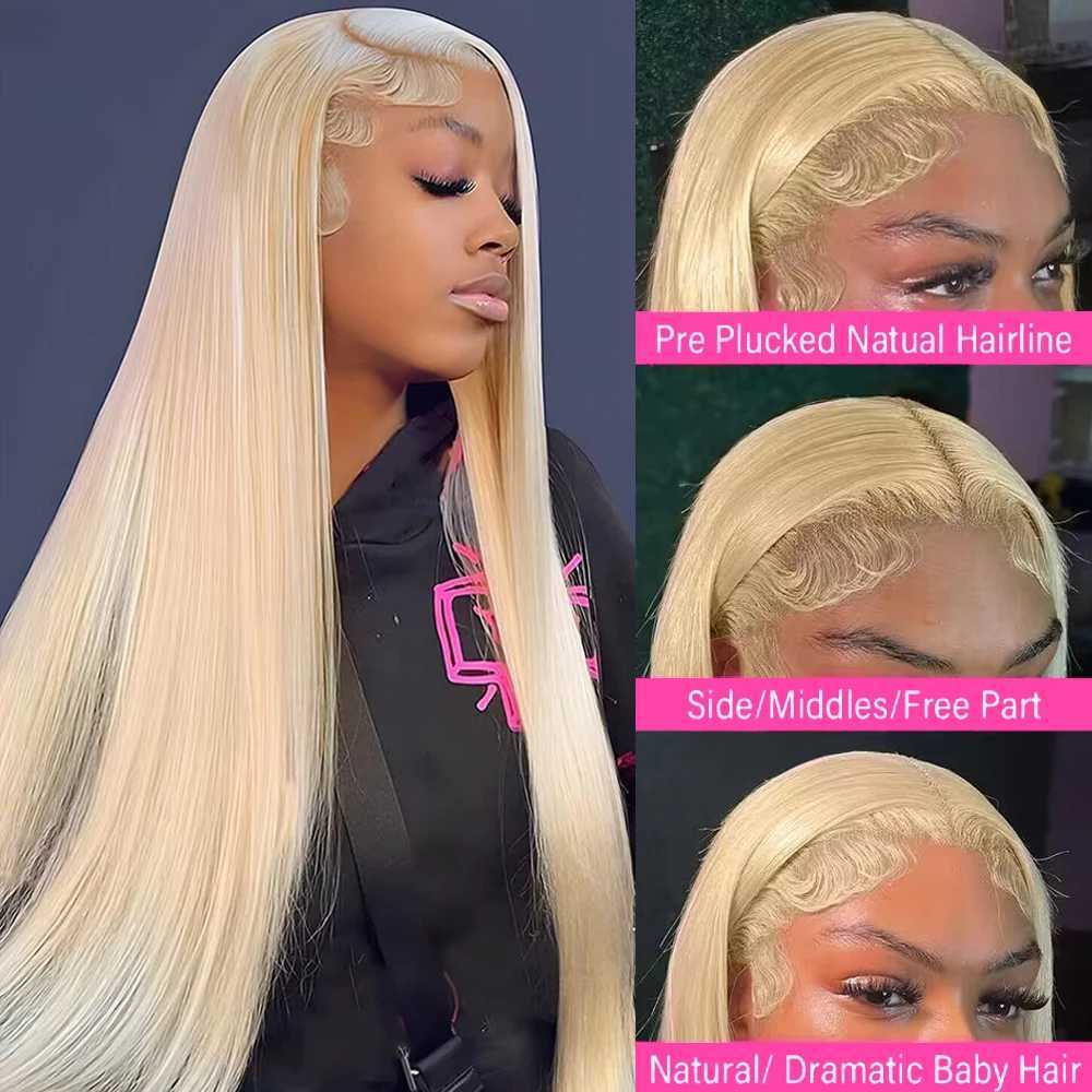 Synthetic Wigs Le mythe 613 Blonde Straight 13x4 HD Transparent Lace Front Wig 28 30 Inch Glueless 13x6 Lace frontal Human Hair Wigs Remy Women 240329