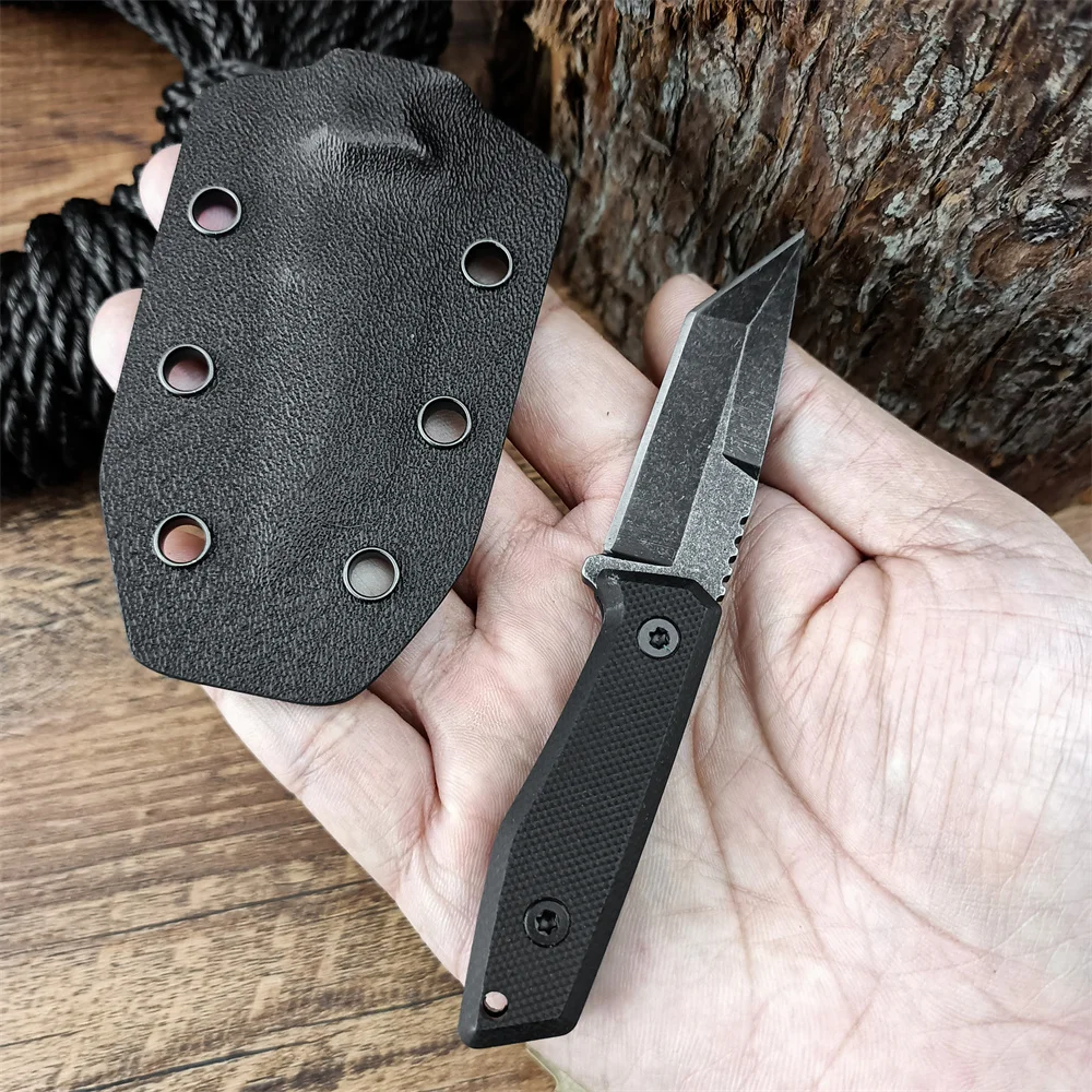 Мини 8cr13mov Steel Tanto Blade G10 Ручка Открытый Многофункциональный Ручной Инструмент Открывалка Для Коробок Кемпинг Edc Kydex Нож в ножнах