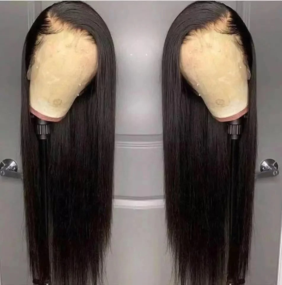 Perruque Lace Front Wig synthétique lisse 250% naturelle, perruque noire lisse pour femmes, perruques quotidiennes sans colle résistantes à la chaleur