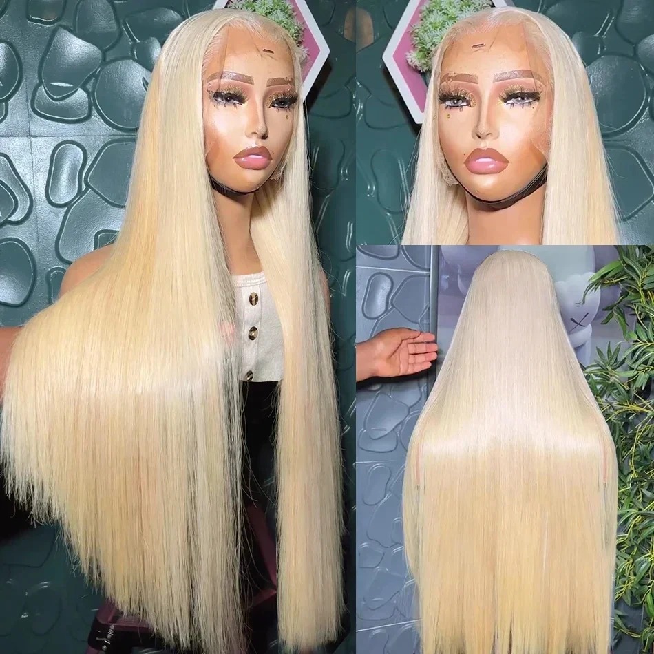 30 Inches 613 Blonde 13x4 HD Transparent Lace Front Human Hair Wigs Remy 200 Density Bone Straight Lace Frontal Wig for Women